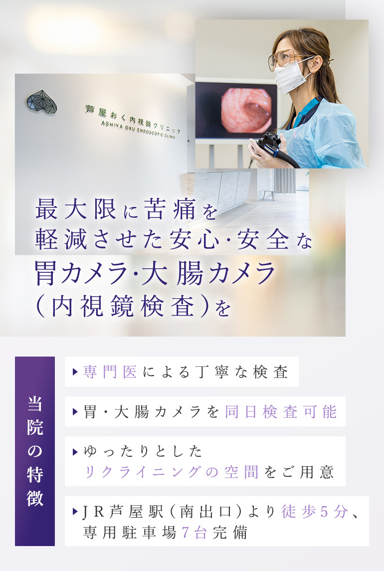 最大限に苦痛を軽減させた安心・安全な胃カメラ・大腸カメラ（内視鏡検査）を